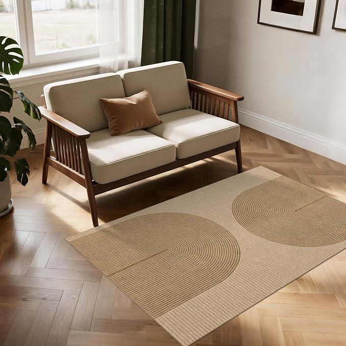 Non-Slip Jute Rug for Entryway: 3x5 Outdoor Mat - Geometric Arch Pattern | Safe Walking for Family All Day and Help with Cutting Slip Falls by 70%