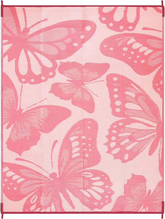 Anidaroel Pink Camping Rug for Outside RV, 8'x10' Waterproof Outdoor Rug for Patio Clearance, Reversible Plastic Straw Outside Rug, Outdoor Camping Mat for Deck, Camper, Backyard, Picnic(Pink,8‘X10')
