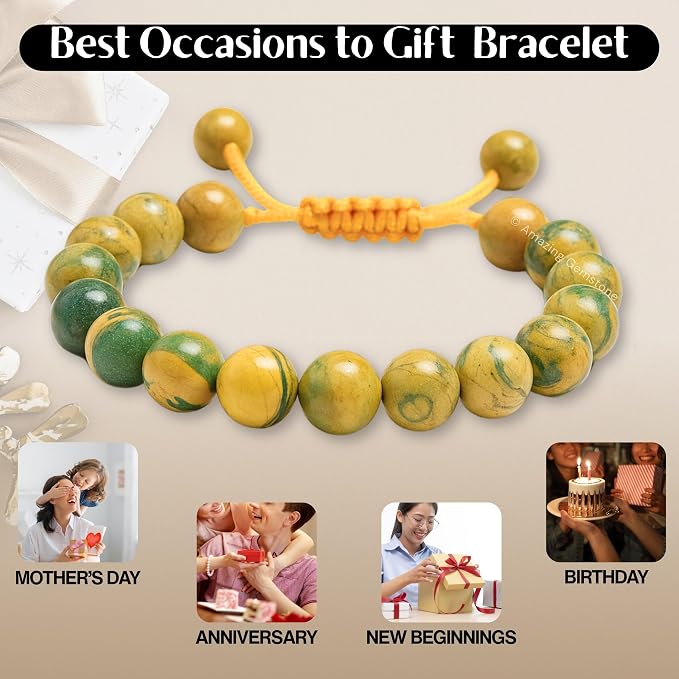 Amazing Gemstone Muscovite Bracelet for Women Men's Gifts - Protection Healing Crystal Bracelet - 8mm Gemstones Beaded Adjustable Bracelet Pulseras para Hombres Mujer Stocking Stuffers