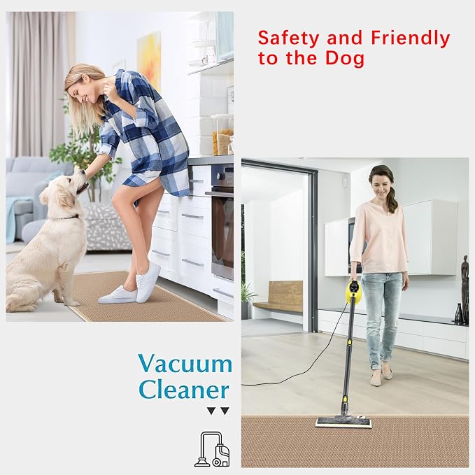 19ft Jute Hallway Rug Runner Non Slip, Rubber Backed Long Laundry Floor Runner Mat for Bedroom Entryway Backyard, Khaki