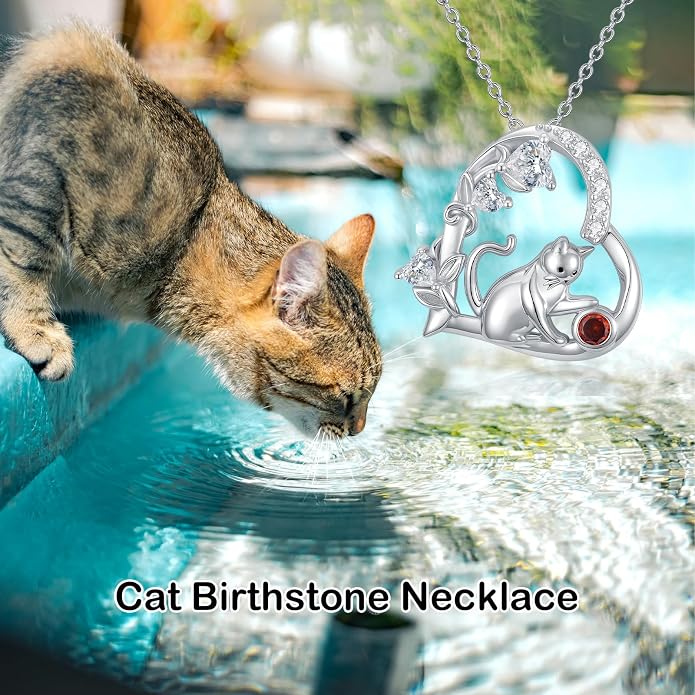 PELOVNY Teddy Bear Necklace for Women 925 Sterling Silver Bear/Highland Cow/Fox/Cat/Axolotl Birthstone Necklace Christmas Birthday Jewelry Gifts for Mom Daughter Wife Sister