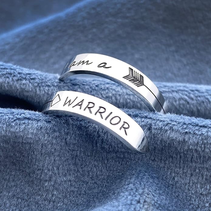 Vrycot Adjustable silvery Inspirational Stainless Steel Adjustable Bands Cool Stacking Opening Gift for Women Statement