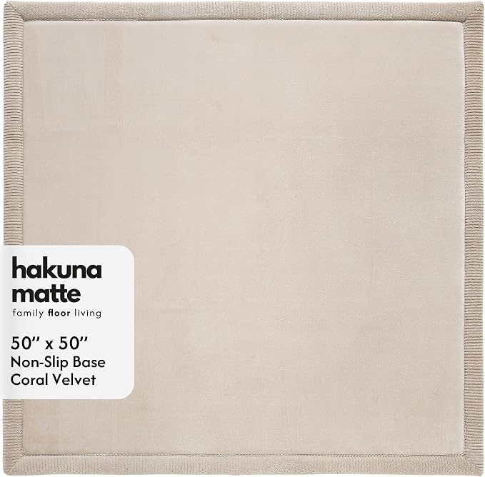 Hakuna Matte CloudSoft Play Mat - Beige 50" x 50" Super Soft | Waterproof Baby Rug | Luxury Cushioned Comfort | Safe & Non-Toxic for Tummy Time | OEKO-TEX Certified Modern Home Decor