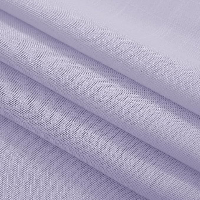 Lavender Purple Linen Curtain 90 Inch Long 2 Panels for Living Room Semi Sheer Privacy Grils Bedroom Window Curtains Rod Pocket Luxury Modern Farmhouse Decor Light Violet 52ﾗ90
