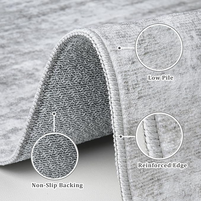 8x10 Area Rugs for Living Room Washable Rugs Neutral Abstract Large Rug Soft Modern Carpet Non-Slip Stain Resistant Low Pile Rug for Bedroom Dining Room Nursery Home Office Under Table Area Rug Grey