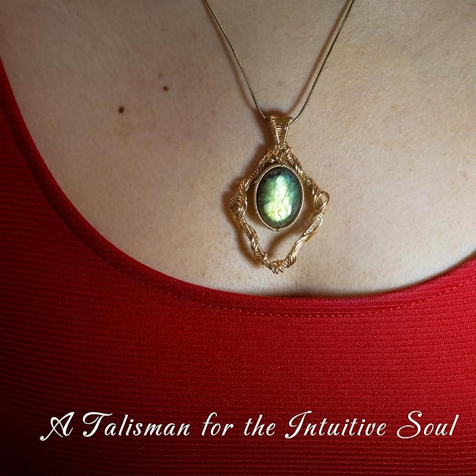 Natural Faceted Labradorite Pendant Necklace – Unique Stone of Magic & Transformation, Iridescent Flash Gemstone Jewelry, Handmade Healing Crystal Gift for Women, Birthday, Anniversary, Spiritual Awakening & Intuition