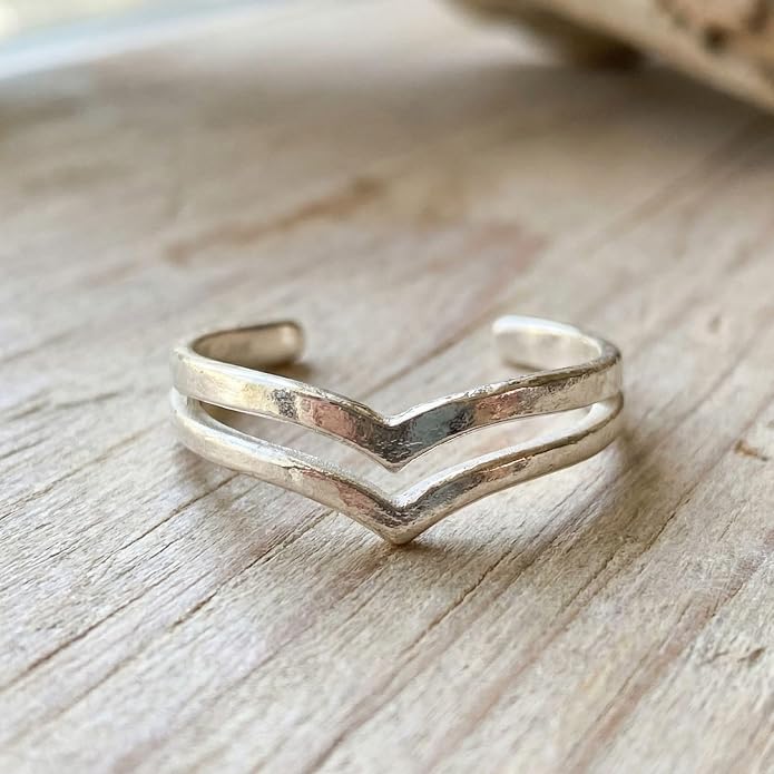 Sterling Silver Toe Ring, Handmade Adjustable Open Band, Minimalist Dainty Summer Beach Foot Jewelry for Women, Can Be Worn as Knuckle or Pinky Ring