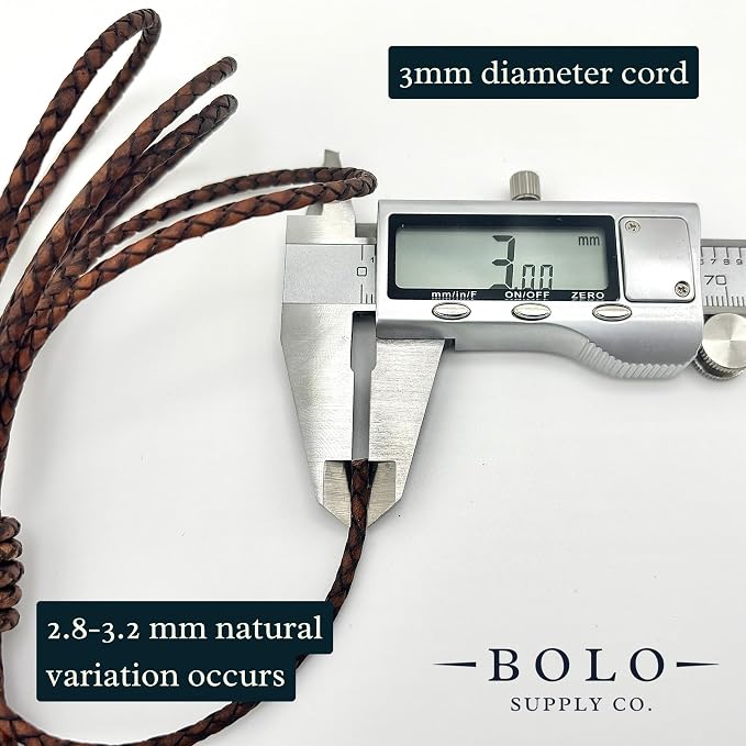 3mm Braided Leather Cord for Jewelry Making, Bracelets, Necklaces & Bolo Ties – Top Grain Leather, Flexible, Durable & Soft