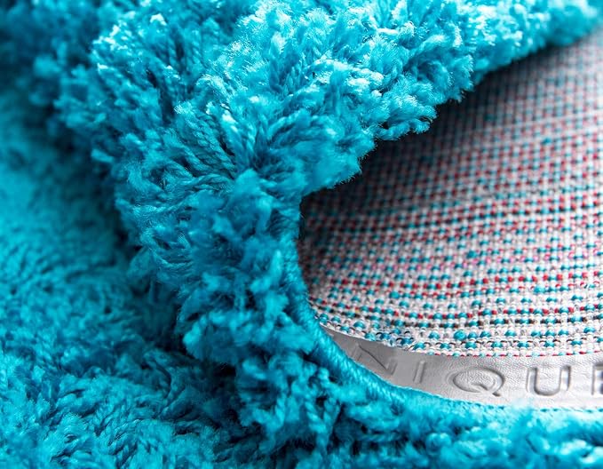 Unique Loom Solid Shag Collection Area Rug (2' 6" x 13' 1" Runner, Turquoise)