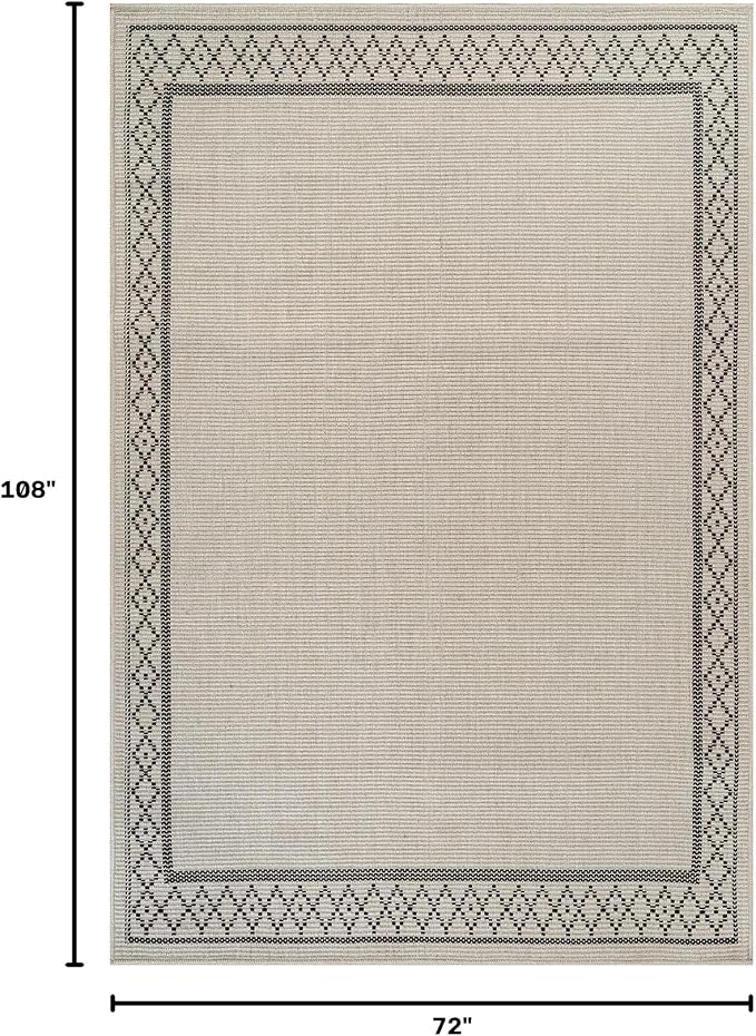Luul Home Easy Jute Rugs 6x9 Frame Bone Color Living Room Indoor Outdoor Area Rug for Patio and Kitchen Rug High Traffic Washable Easy to Clean Solid Boho Woven Design Carpet (6 x 9)