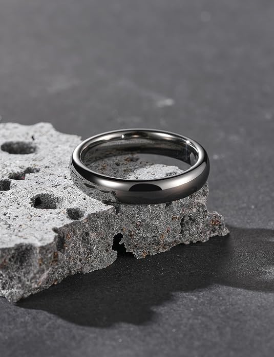 King Will Tungsten Carbide Wedding Band for Men Women Promise Rings for Couples Domed High Polish
