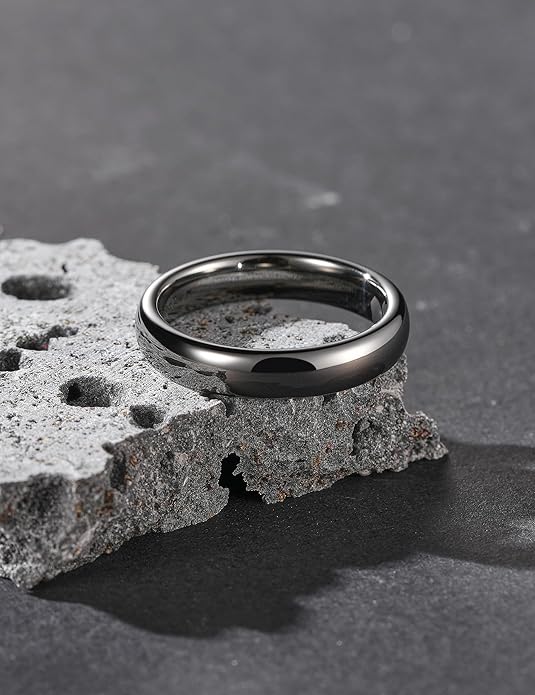 King Will Tungsten Carbide Wedding Band for Men Women Promise Rings for Couples Domed High Polish