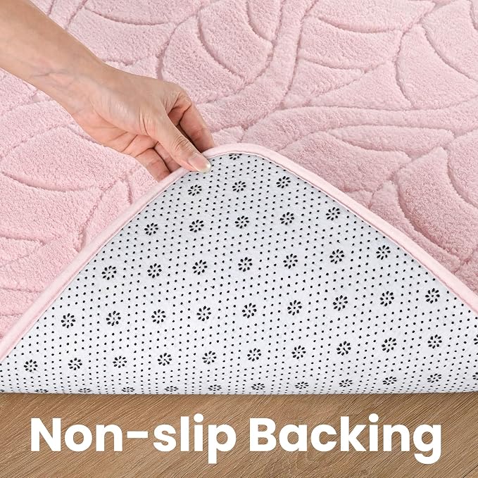 Macgace Ultra Soft Area Rug for Living Room, 5x7 Pink Geometric Shag Rugs | Washable Non-Slip Backing Medium Pile Modren Fuzzy Carpet for Kids Room, Girls Bedroom, Classroom, Dorm
