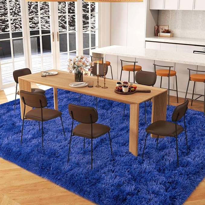 Dssimo Blue Fluffy Rugs for Bedroom 5x7 Soft Shag Carpet for Bedside | Large Plush Furry Upgrade Non-Slip Blue Area Rug for Living Room Nursery Kids Room Dorm Room Home Decor, Indoor Floor Carpet