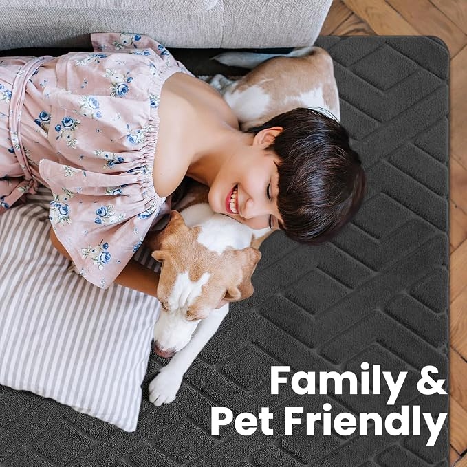Macgace Ultra Soft Dark Grey Area Rug for Living Room, 6x9 Modern Geometric Shag Rugs with Nonslip Backing for Bedroom, Washable Fuzzy Carpet for Cozy Kids Room