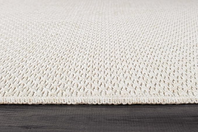 Luul Home Easy Jute Rugs 9x12 White Color Living Room Indoor Outdoor Area Rug for Patio Farmhouse and Kitchen Rug High Traffic Easy to Clean Washable Solid Boho Woven Design Outside Carpet (9 x 12)