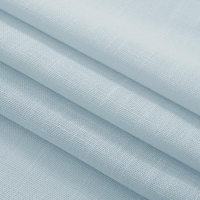 Sky Blue Curtains 120 inch Length for Bedroom Back Tab Light Filtering Semi Sheer Blue Living Room Curtains Linen Cotton Textured Drapery Panel Aesthetic Decor Light Blue 52x120