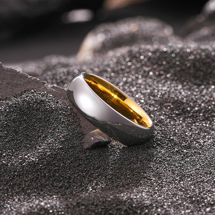 King Will Tungsten Carbide Wedding Band for Men Women Promise Rings for Couples Domed High Polish