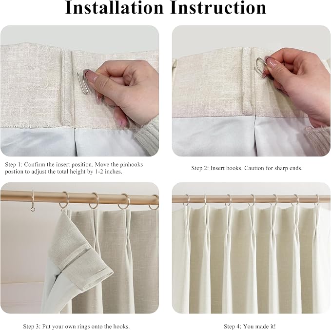 WEST LAKE Beige Chenille Pinch Pleated 90% Blackout Curtains 84 Inches Long | Neutral Triple Weave Heavy Room Darkening Drapes,Modern Bedroom Living Room Window Treatment,Back Tabs,40"Wx84"Lx2,Beige