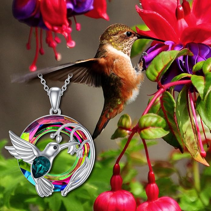 Dragonfly Necklace 925 Sterling Silver Dragonfly/Sunflower Bee Pendant Necklace Dragonfly with Blue Circle Crystal Dragonfly Jewelry Gifts as Holiday Christmas Gifts for Women