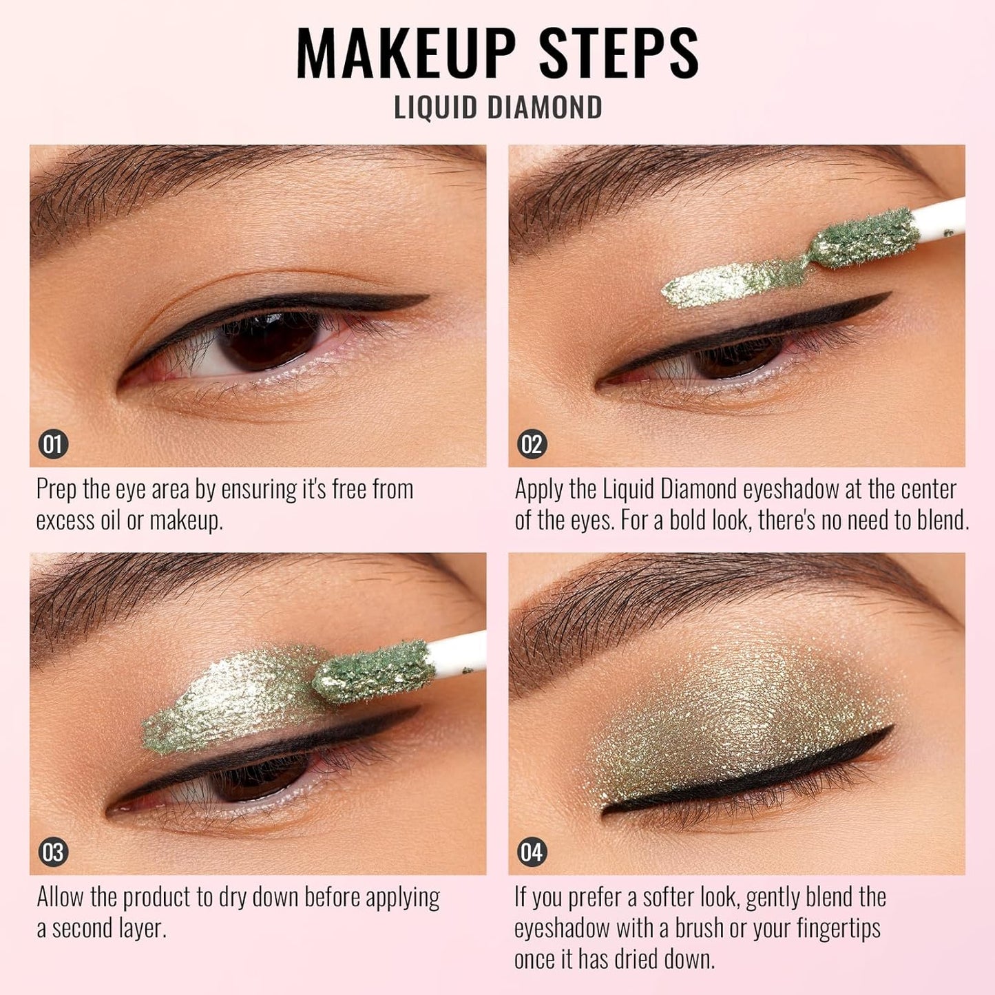 Oulac Liquid Glitter Eyeshadow - Green Shimmer Eyeshadow & Liquid Eyeliner - Non-sticky, One-Swipe Coverage with Quick-Drying, Crease-resistant Formula. Vegan & Cruelty-Free (11)