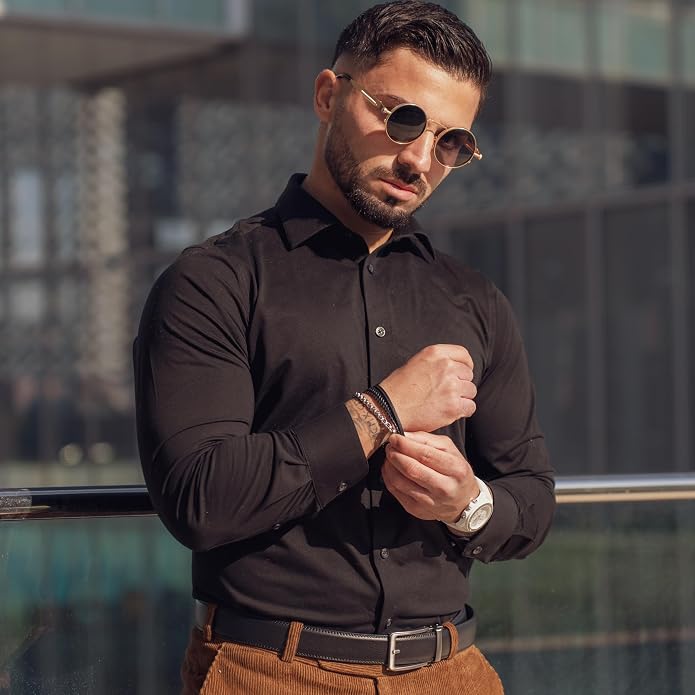 SERASAR Premium Leather Bracelet Men | Stainless Steel Magnetic Clasp | Three Colors | Jewelry Box Included