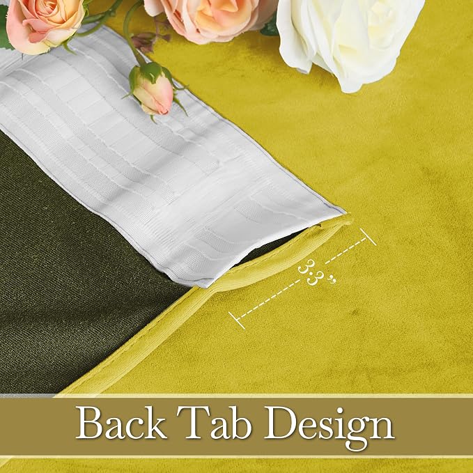RYB HOME Chartreuse Yellow Velvet Curtains for Bedroom Living Room, Thermal Insulated Privacy UV Heat Blocking Luxurious Soft Rod Pocket Back Tab Drapes for Nursery, 52" W x 96" L, 2 Panels