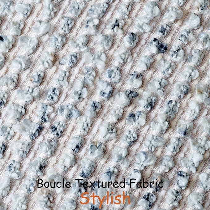 DEZENE Striped Throw Pillow Covers 24x24 Set of 2 Blue Textured Boucle Chic Morden Boho Accent Farmhouse Square Decorative Couch Pillow Covers for Home Decor Bed Sofa Living Room