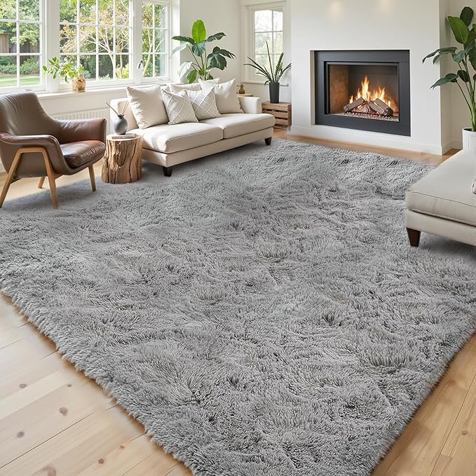 Rugs for Living Room 6x9, Alfombras para Salas Shag Large Plush Soft Area Rug, Shaggy Carpets for Bedroom, Home Decor Aesthetic(Light Grey, 6x9 Feet)