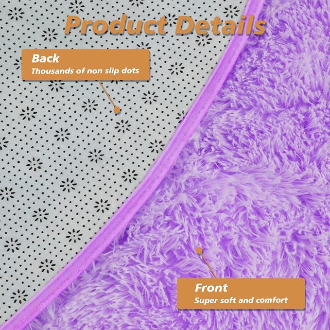 Super Soft Circle Rugs for Girls Princess Castle Toddlers Play Tent 3 Diameter Circular Area Rugs for Bedroom Home Decor Round Shag Playhouse Carpets(Φ3, Purple)