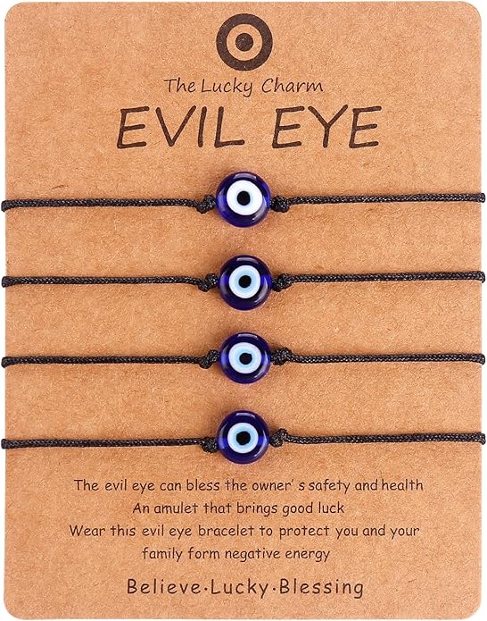 4 Pcs Evil Eye Bracelets & Anklet - Handmade Evil Eye Jewelry for Women's Protection