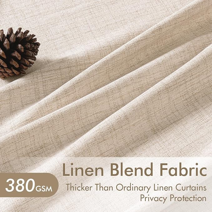 MIULEE Pinch Pleated Thick Linen Curtains 96 Inch Long 4 Panels Set Back Tab Memory Trained Pinch Pleat Semi Sheer Light Filtering Privacy Curtains Let Light in Window Drapes for Living Room Bedroom