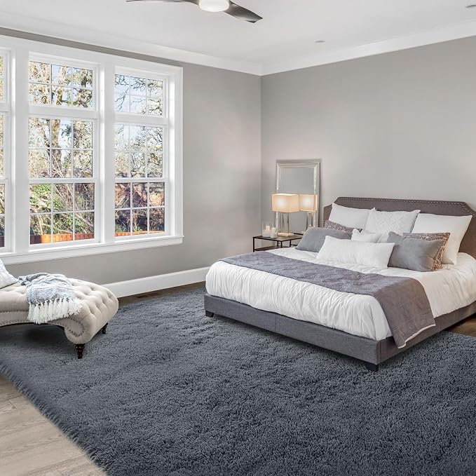 Area Rug 10x12 for Living Room Grey - Large Shag Soft Carpet | Cloud-Soft Comfort: Microfiber Memory Foam - Bare Feet Love The Sink-In Softness Your Whole Family Enjoys Every Day