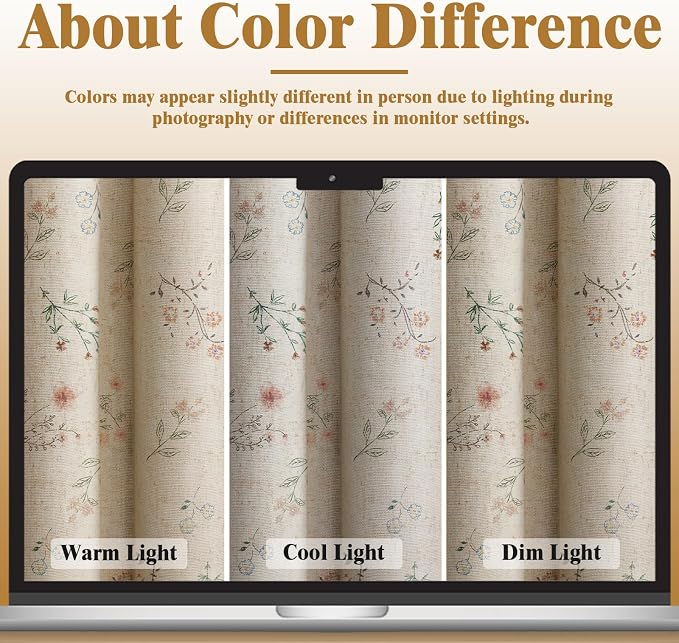 Boho Floral 100% Blackout Curtains 63 Inch Length 2 Panels Set, Linen Texture Farmhouse Curtains Beige Tassel for Living Room Bedroom Vintage Rustic Patterned Printed Western Rod Pocket
