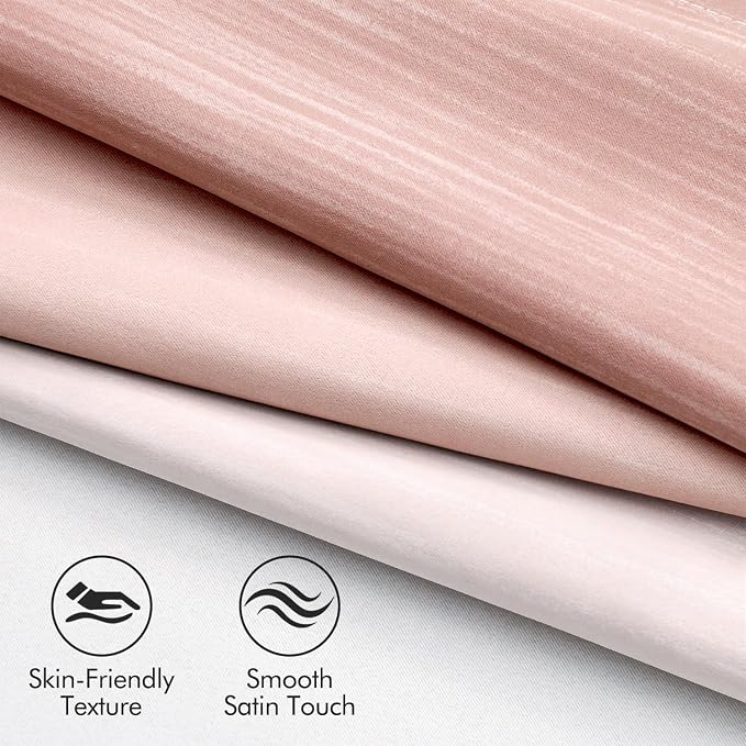 MIULEE Pink and Greyish White Ombre Blackout Curtains, Full Room Darkening Thermal Insulated 63 Inches Long Drapes for Bedroom/Living Room Grommet Window Treatments Modern 52Wx63L, Set of 2