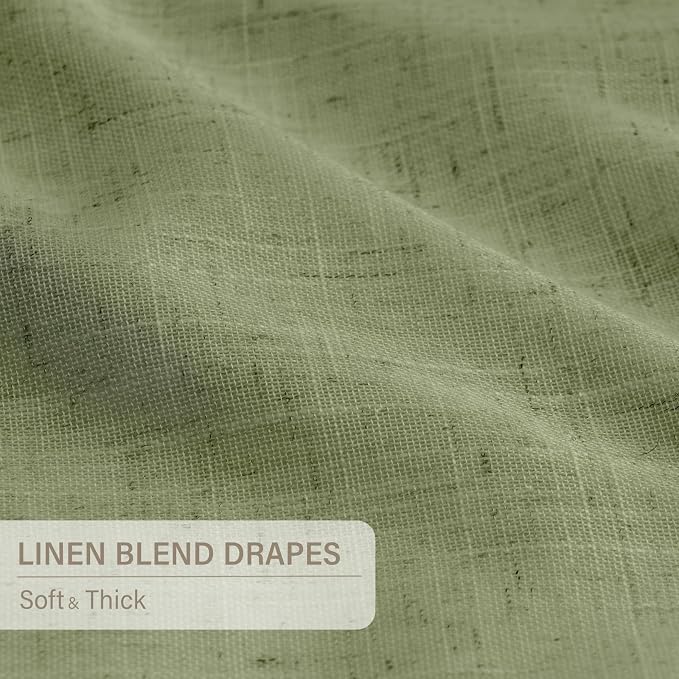 CAPALOCA Pinch Pleated Curtains Blackout, Linen Blackout Curtains 90 inches Long 2 Panels Set for Bedroom, Thermal Insulated Pinch Pleated Drapes for Living Room, 40"W x 90"L (Pack of 2), Sage Green
