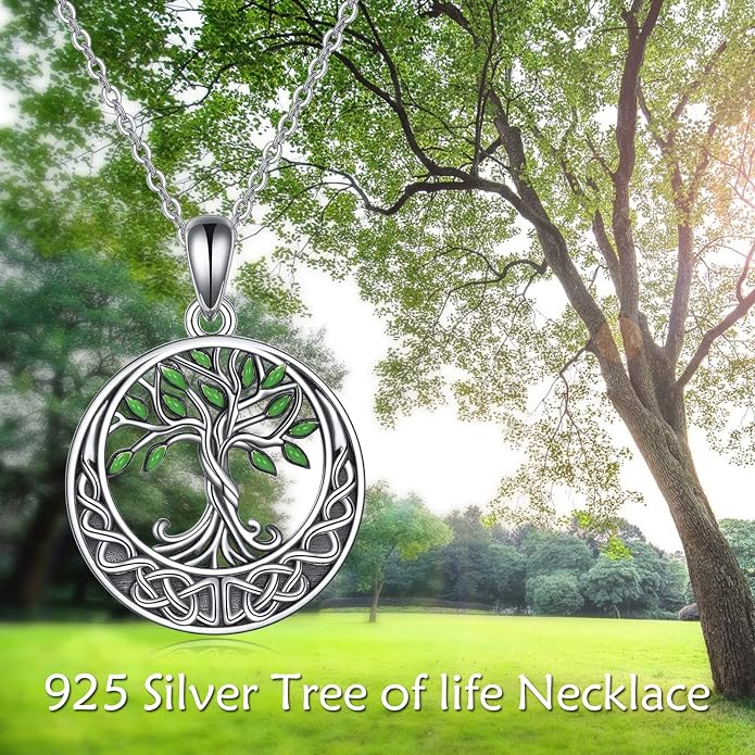 ONEFINITY Tree of Life Necklace 925 Sterling Silver Abalone Shell Celtic Knot Pendant Necklace for Women Jewelry