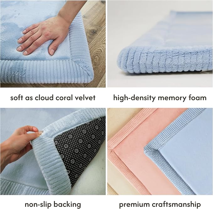 Hakuna Matte CloudSoft Baby Play Mat for Floor 60" x 80" Blue | Coral Velvethigh-density foam Rug for Crawling & Cozy Play – Non-Slip, Water-Resistant, Easy-CareTummy Time Mat