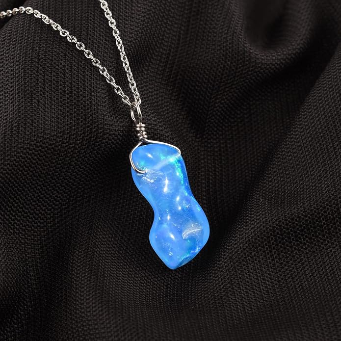Natural Gemstone Pendant Necklace for Women Handmade Birthstone Healing Crystal Jewelry Chain 20" Stone Birthday Christmas Wedding Gifts for Her