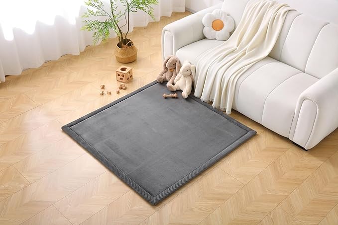 Hakuna Matte CloudSoft Play Mat - Dark Gray 50" x 50" Waterproof | Super Soft & Safe Baby Rug Luxury Nursery Decor Extra Thick Cushioned Comfort for Tummy Time & Play OEKO-TEX Certified