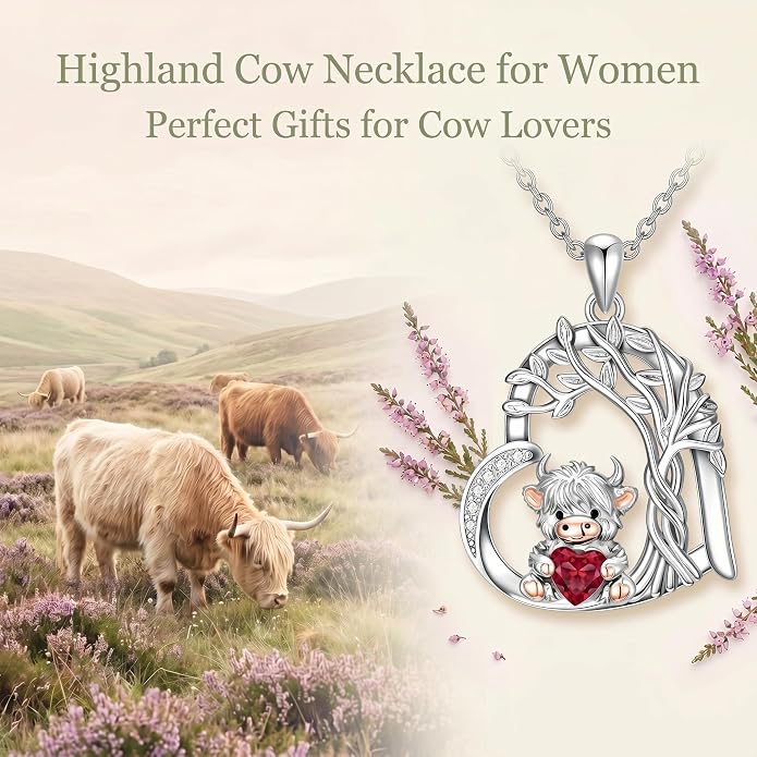 PELOVNY Teddy Bear Necklace for Women 925 Sterling Silver Bear/Highland Cow/Fox/Cat/Axolotl Birthstone Necklace Christmas Birthday Jewelry Gifts for Mom Daughter Wife Sister