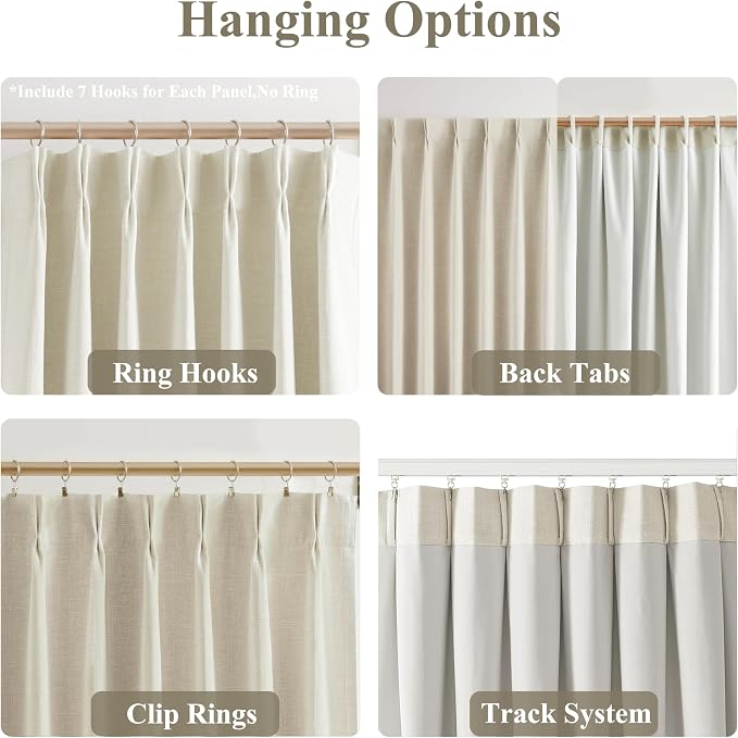 WEST LAKE Chenille French Pleated 90% Blackout Window Curtains 90 Inch | Beige Triple Weave Heavy Light Blocking Drapes,Neutral Modern Window Treatment,Back Tabs,40"Wx90"L,Pack of 2,Beige