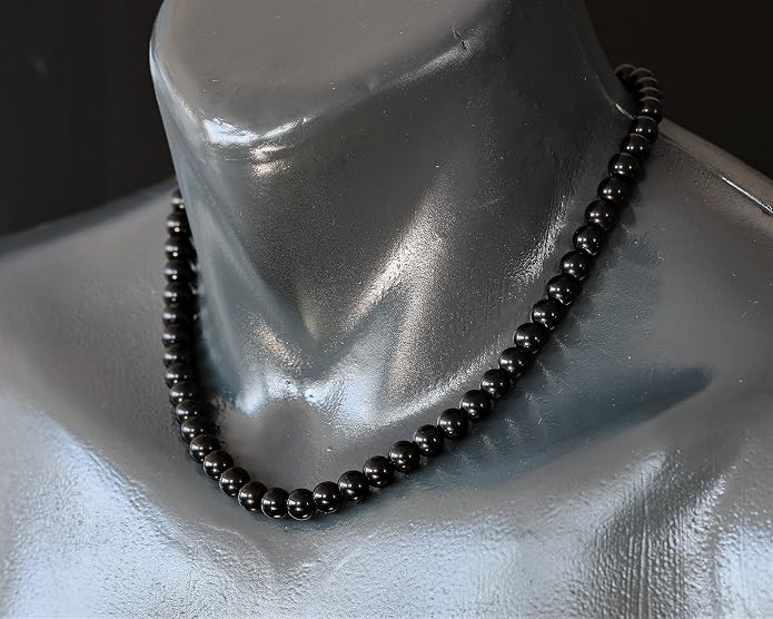 Natural Gemstone Beaded Choker Necklace | 8mm Handmade Adjustable Jewelry for Men & Women | Chakra Balancing Crystal Necklace | Spiritual Gift | Macrame Cord with Extender