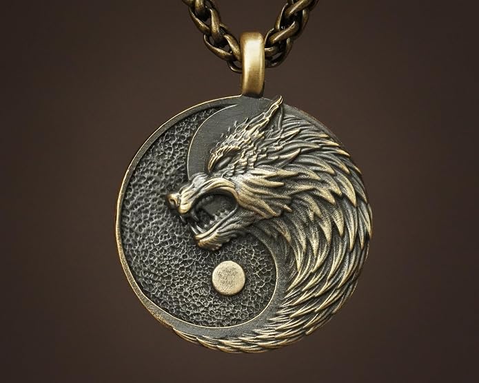 Yin Yang Necklace For Men Ancient Looking High Quality Pendant Jewelry - Yin Yang Gifts - Viking Jewelry for Men