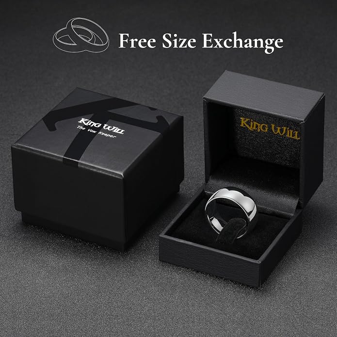King Will Tungsten Carbide Wedding Band for Men Women Promise Rings for Couples Domed High Polish