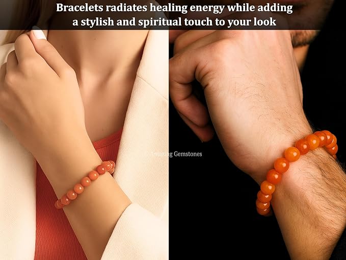 Amazing Gemstone Red Aventurine Bracelet for Women Men's Gifts - Protection Healing Crystal Bracelet - 8mm Gemstone Beaded Adjustable Bracelet Pulseras para Hombres Mujer Stocking Stuffers