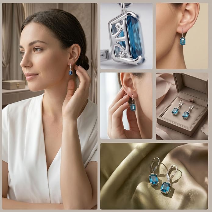 LeCalla 925 Sterling Silver Leverback Drop Earrings Lightweight Bohemia Teardrop Drop Dangle Earring for Women