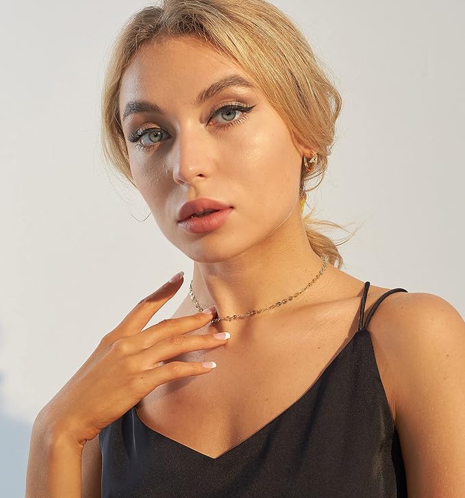 Lcherry Dainty Choker Necklace for Women 14K Gold Plated Choker Necklace Gifts for Her