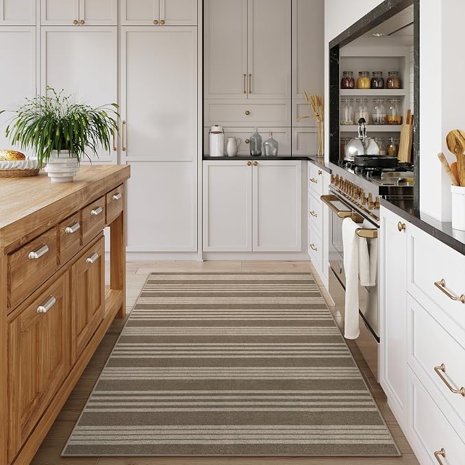 Lahome Striped Easy Jute Outdoor Patio Rug, 3x5 Washable Rugs for Porch | Indoor Living Room Area Rugs Non Slip, Modern Farmhouse Neutral Carpet for Entryway Backyard Bedroom Rv, Khaki