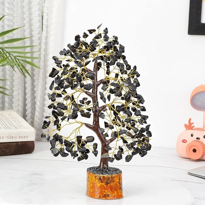 Crocon® Black Tourmaline Gemstone Tree of Life Crystals and Healing Stones, Birthday Gifts for Women, Men & Friends, Gifts for Mom Birthday, Home Office Decor, Spiritual Gift for Women Bedroom Decor